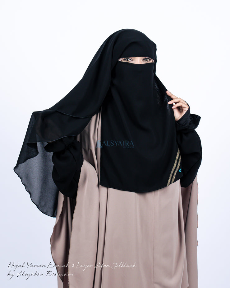Niqab Yaman Kiswah 2 Layer Sifon Jetblack Alsyahra Exclusive