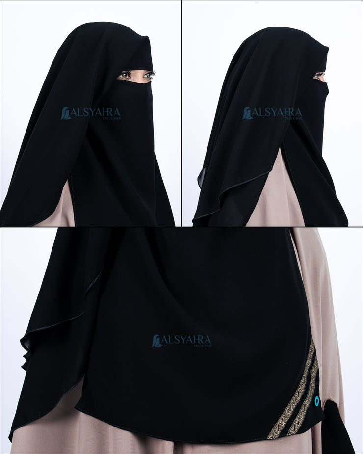 Niqab Yaman Kiswah 2 Layer Sifon Jetblack Alsyahra Exclusive