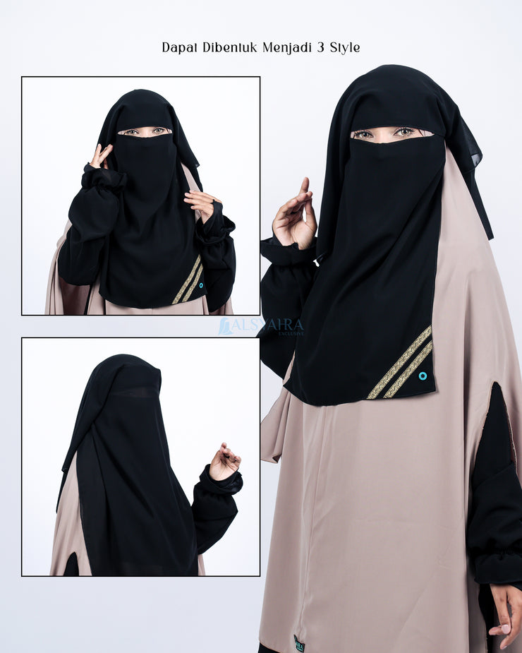 Niqab Yaman Kiswah 2 Layer Sifon Jetblack Alsyahra Exclusive
