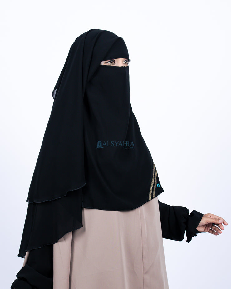 Niqab Yaman Kiswah 2 Layer Sifon Jetblack Alsyahra Exclusive