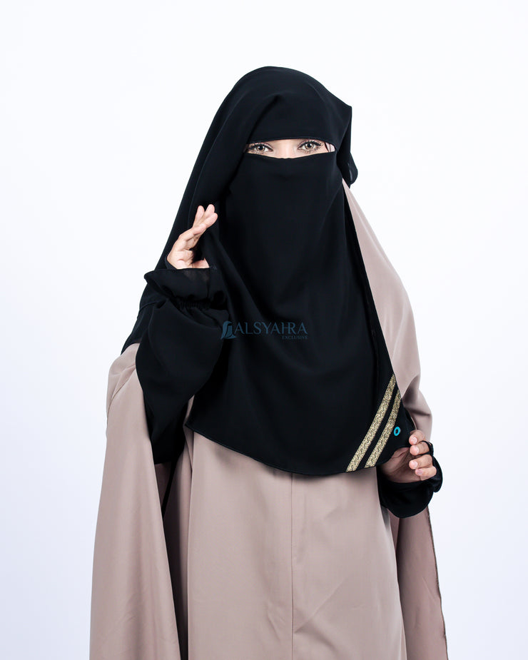 Niqab Yaman Kiswah 2 Layer Sifon Jetblack Alsyahra Exclusive