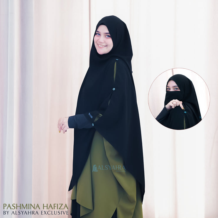 Alsyahra Exclusive Set Pasmina Syari Cadar Tali Hafiza Jetblack
