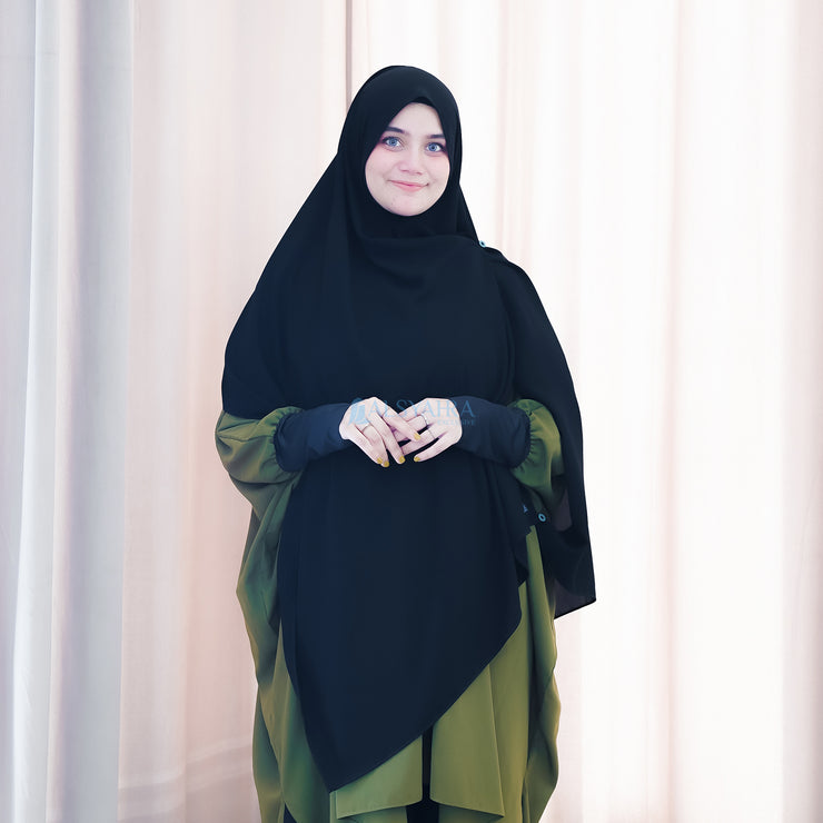 Alsyahra Exclusive Set Pasmina Syari Cadar Tali Hafiza Jetblack