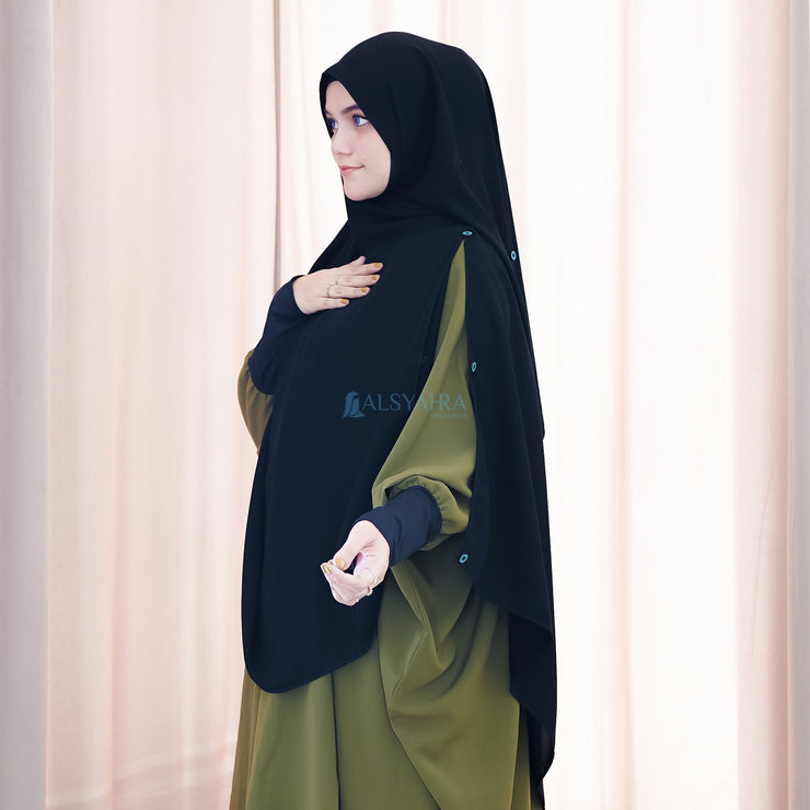 Alsyahra Exclusive Set Pasmina Syari Cadar Tali Hafiza Jetblack