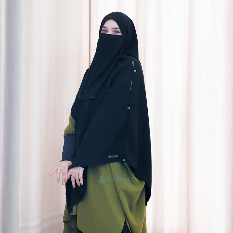 Alsyahra Exclusive Set Pasmina Syari Cadar Tali Hafiza Jetblack