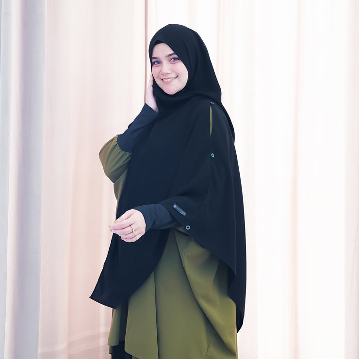 Alsyahra Exclusive Set Pasmina Syari Cadar Tali Hafiza Jetblack