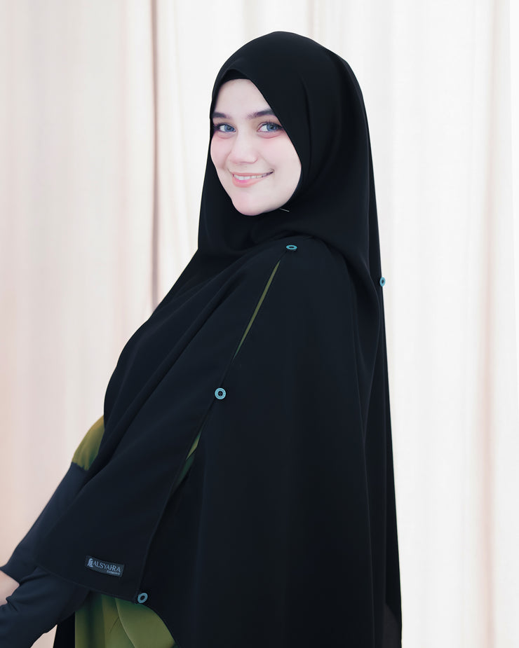 Alsyahra Exclusive Set Pasmina Syari Cadar Tali Hafiza Jetblack