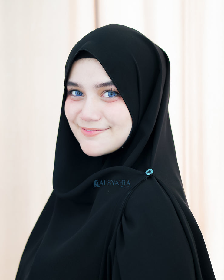 Alsyahra Exclusive Set Pasmina Syari Cadar Tali Hafiza Jetblack