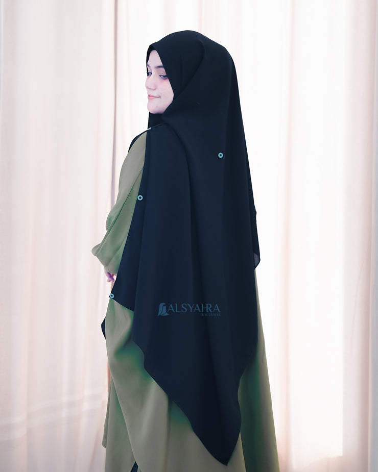 Alsyahra Exclusive Set Pasmina Syari Cadar Tali Hafiza Jetblack