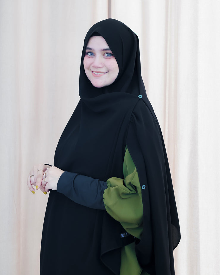 Alsyahra Exclusive Set Pasmina Syari Cadar Tali Hafiza Jetblack