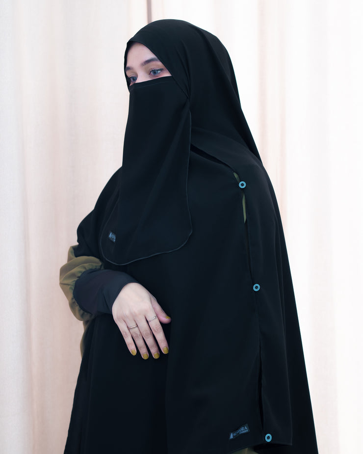 Alsyahra Exclusive Set Pasmina Syari Cadar Tali Hafiza Jetblack