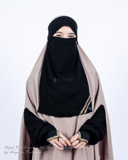 Alsyahra Exclusive Niqab Poni Kancing Raudhah Kiswah Sifon Silk Jetblack