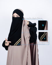 Alsyahra Exclusive Niqab Poni Kancing Raudhah Kiswah Sifon Silk Jetblack