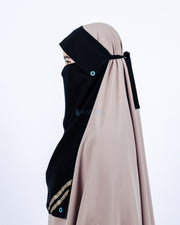 Alsyahra Exclusive Niqab Poni Kancing Raudhah Kiswah Sifon Silk Jetblack