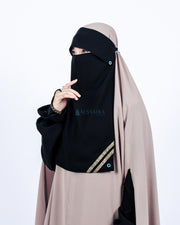 Alsyahra Exclusive Niqab Poni Kancing Raudhah Kiswah Sifon Silk Jetblack