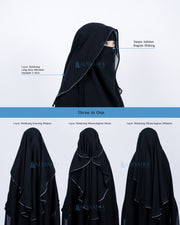 Niqab Butterfly Kiswah Stripe Sifon Silk Jetblack Alsyahra Exclusive