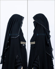 Niqab Butterfly Kiswah Stripe Sifon Silk Jetblack Alsyahra Exclusive