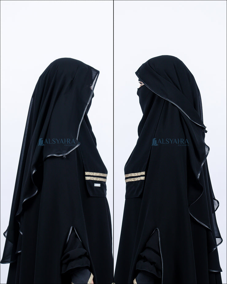 Niqab Butterfly Kiswah Stripe Sifon Silk Jetblack Alsyahra Exclusive