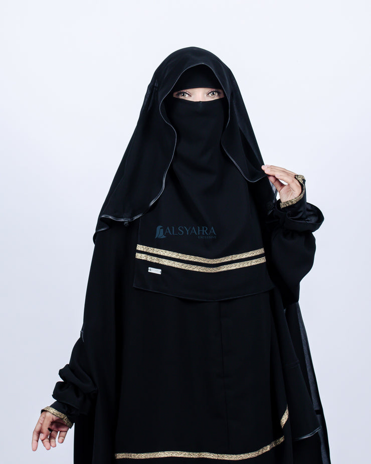 Niqab Butterfly Kiswah Stripe Sifon Silk Jetblack Alsyahra Exclusive