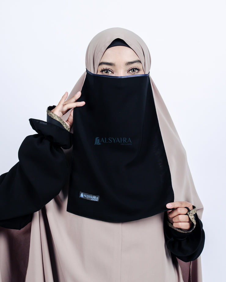 Cadar Tali Nose Bisban Sifon Silk Jetblack Alsyahra Exclusive