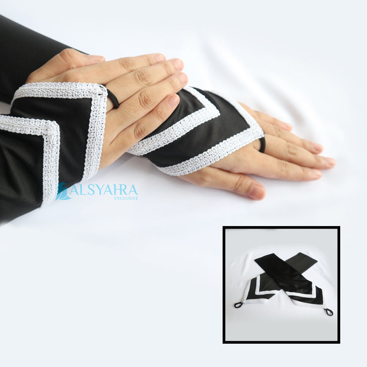 Alsyahra Exclusive Manset Handsock Cincin Motif Qaf Duo White