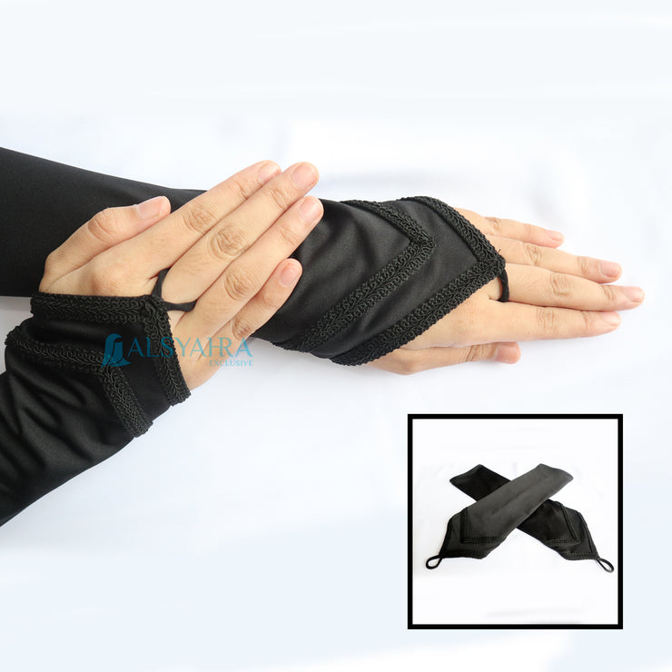 Alsyahra Exclusive Manset Handsock Cincin Motif Qaf Duo Black