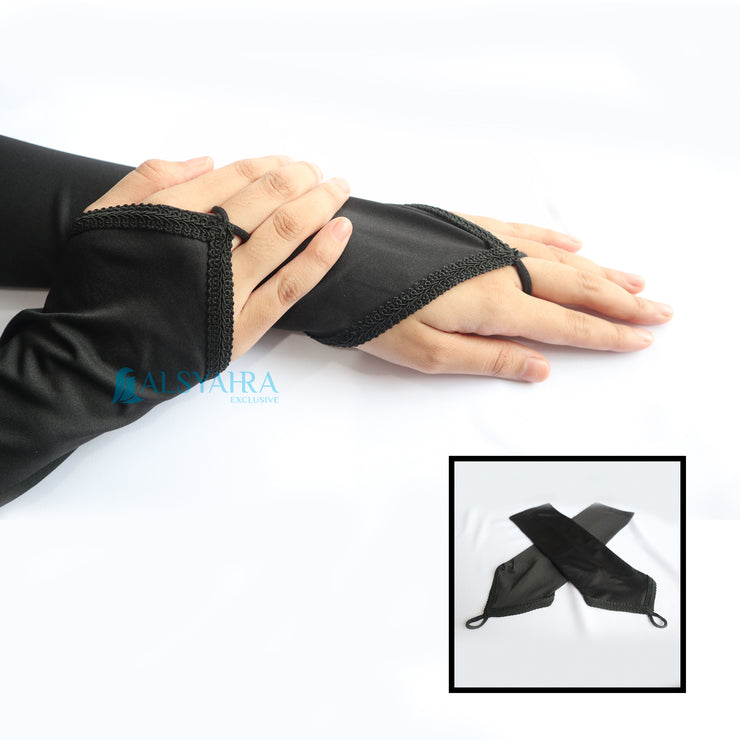 Manset Handsock Cincin Motif Qaf Black Alsyahra Exclusive