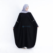 Abaya Syari Farasha Stripe Bisban Putih Zipper Jetblack Alsyahra Exclusive
