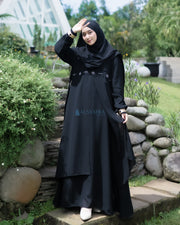 Gamis Abaya Mediterania Sifon Silk Jetblack by Alsyahra Exclusive