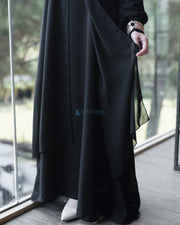Gamis Abaya Mediterania Sifon Silk Jetblack by Alsyahra Exclusive