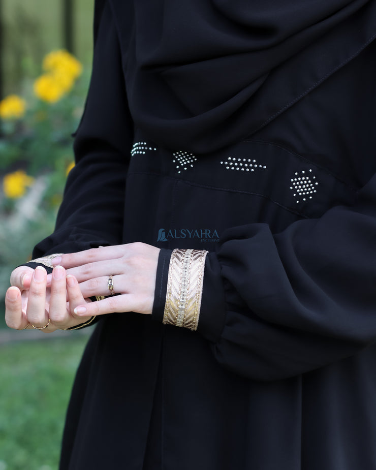 Gamis Abaya Mediterania Sifon Silk Jetblack by Alsyahra Exclusive