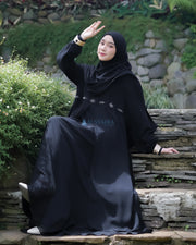 Gamis Abaya Mediterania Sifon Silk Jetblack by Alsyahra Exclusive