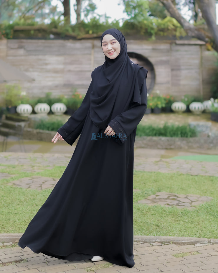 Abaya Gamis Syari Al Munawwarah Jetblack Alsyahra Exclusive