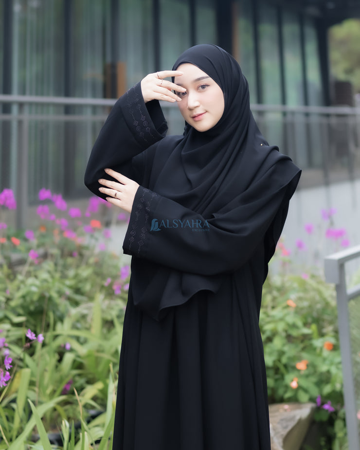 Abaya Gamis Syari Al Munawwarah Jetblack Alsyahra Exclusive