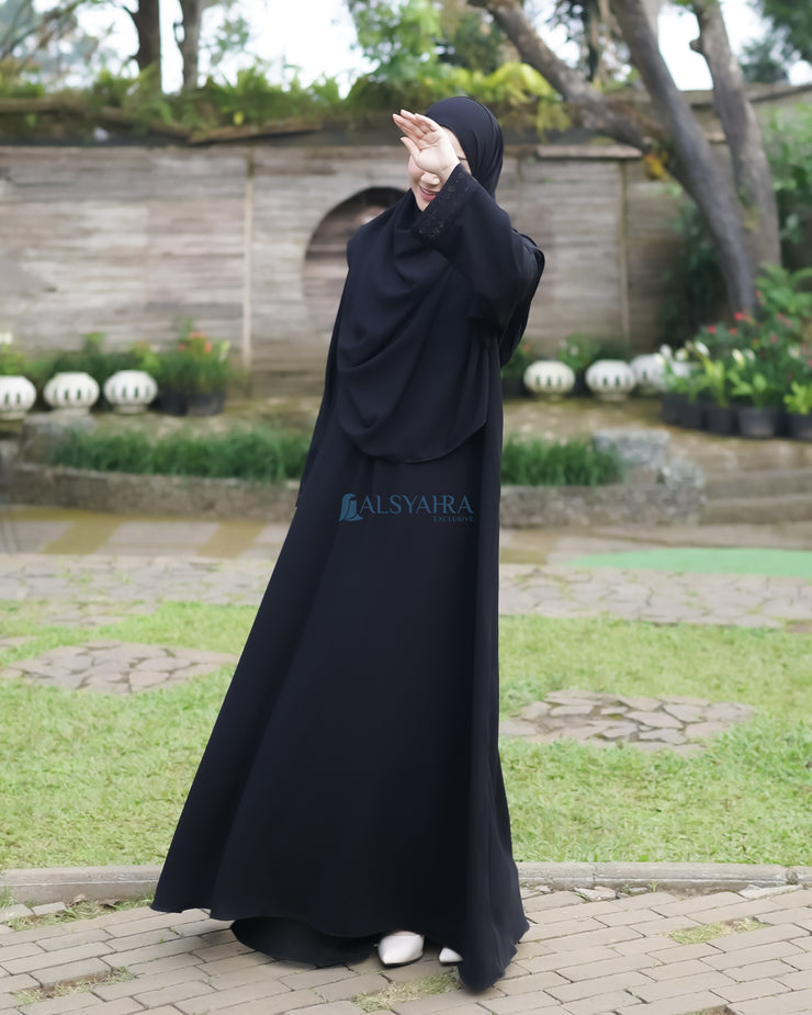 Abaya Gamis Syari Al Munawwarah Jetblack Alsyahra Exclusive