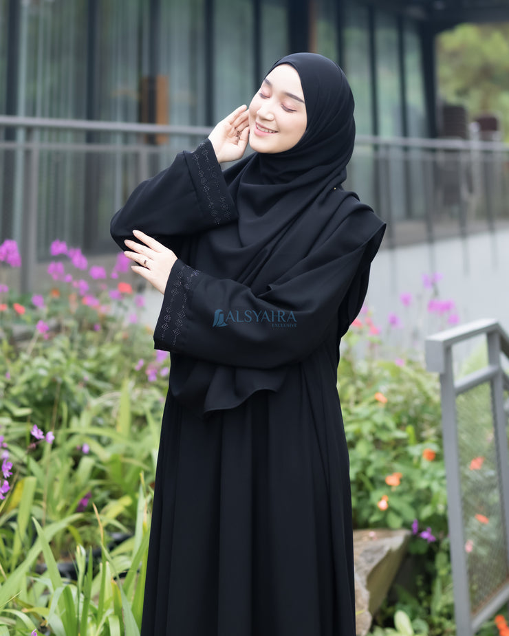 Abaya Gamis Syari Al Munawwarah Jetblack Alsyahra Exclusive