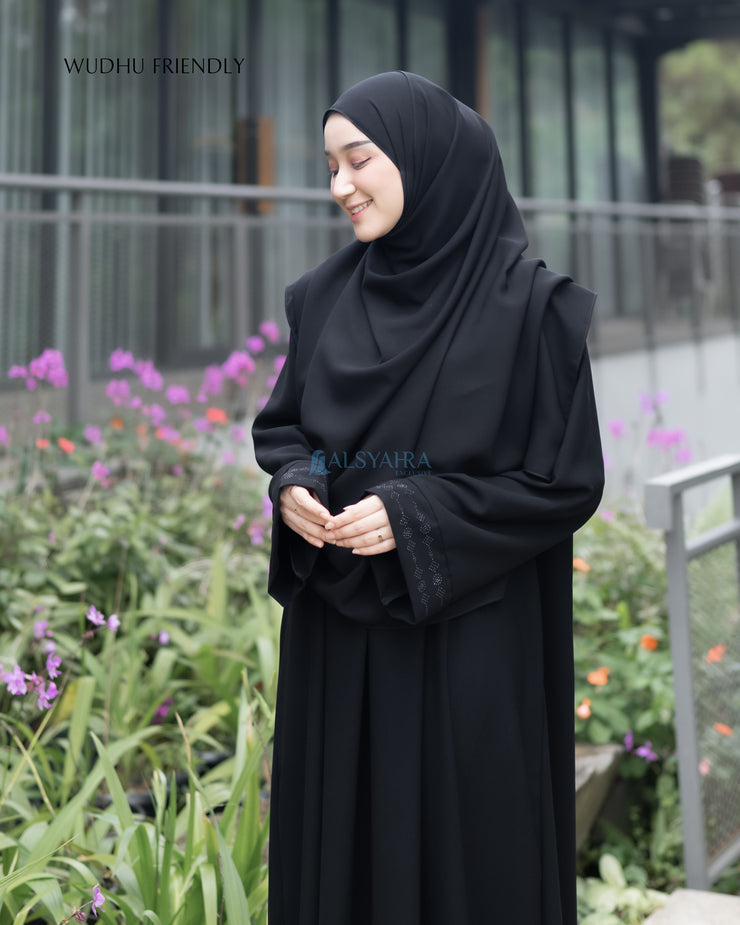 Abaya Gamis Syari Al Munawwarah Jetblack Alsyahra Exclusive