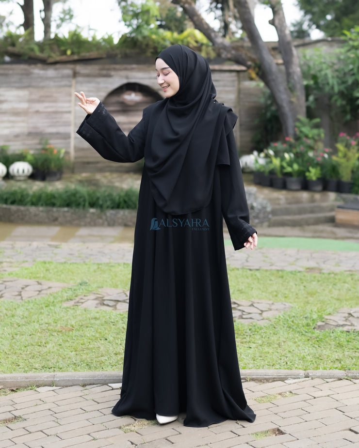 Abaya Gamis Syari Al Munawwarah Jetblack Alsyahra Exclusive