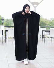 Abaya Syari Farasha Kiswah Zipper Jetblack Alsyahra Exclusive