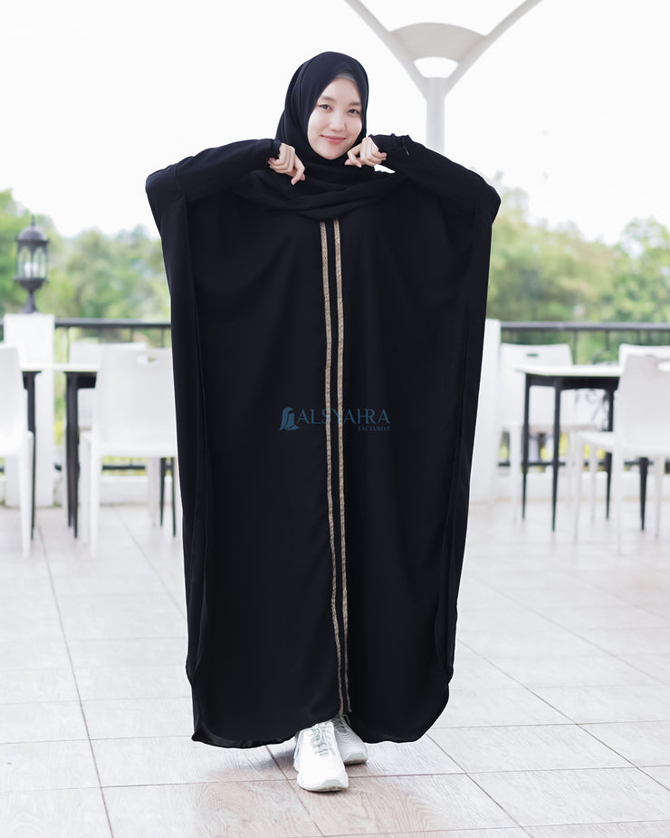 Abaya Syari Farasha Kiswah Zipper Jetblack Alsyahra Exclusive