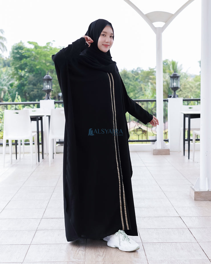 Abaya Syari Farasha Kiswah Zipper Jetblack Alsyahra Exclusive