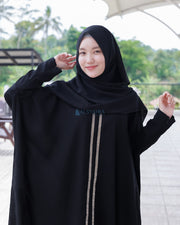 Abaya Syari Farasha Kiswah Zipper Jetblack Alsyahra Exclusive