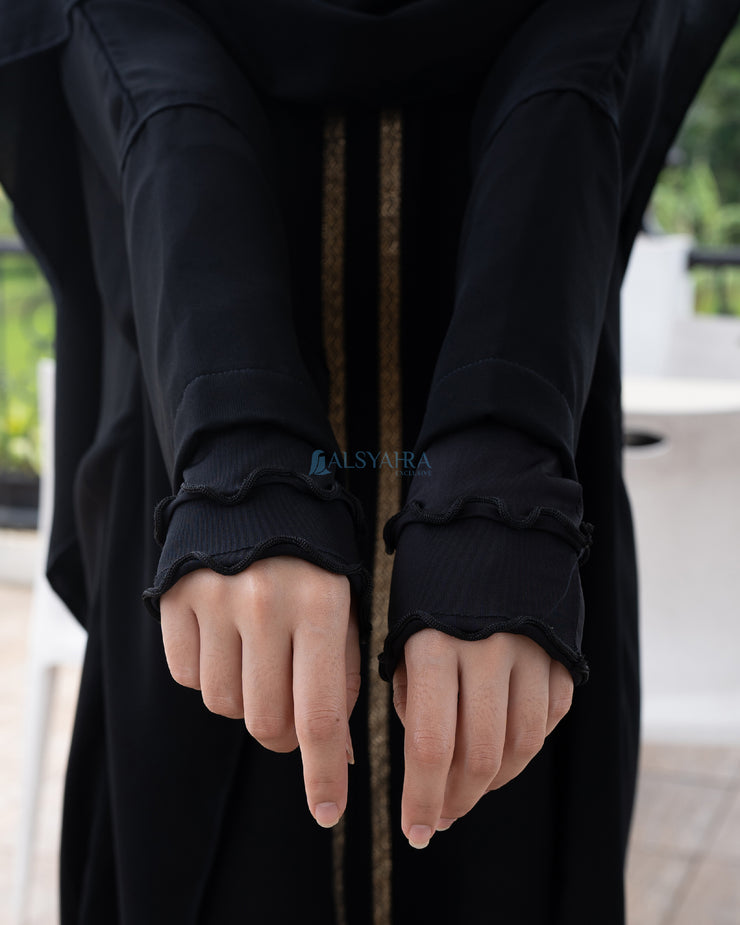 Abaya Syari Farasha Kiswah Zipper Jetblack Alsyahra Exclusive