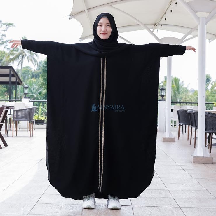 Abaya Syari Farasha Kiswah Zipper Jetblack Alsyahra Exclusive