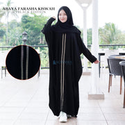 Abaya Syari Farasha Kiswah Zipper Jetblack Alsyahra Exclusive