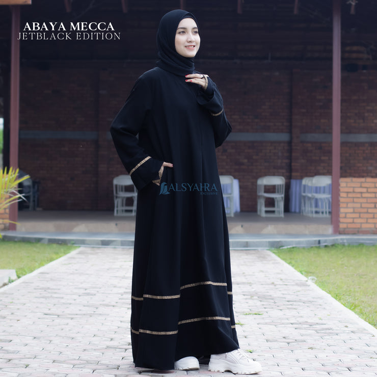 Abaya Gamis Syari Mecca Jetblack Alsyahra Exclusive