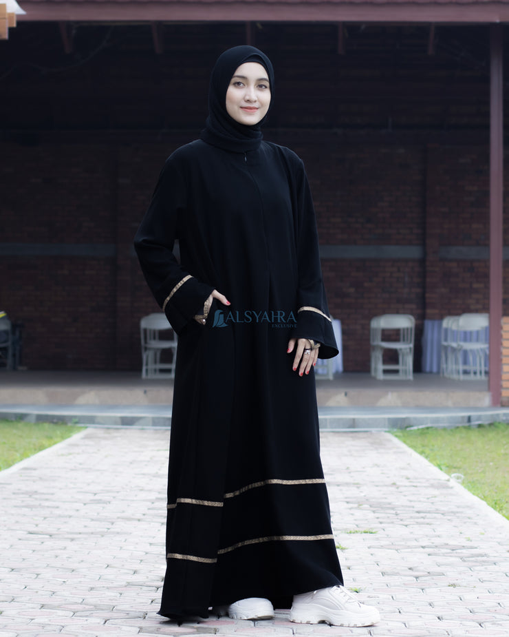 Abaya Gamis Syari Mecca Jetblack Alsyahra Exclusive