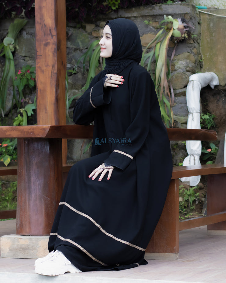 Abaya Gamis Syari Mecca Jetblack Alsyahra Exclusive