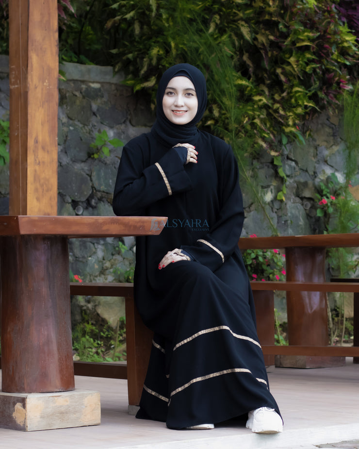 Abaya Gamis Syari Mecca Jetblack Alsyahra Exclusive