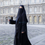 French Khimar Ayumi Size L Sifon Jetblack by Alsyahra Exclusive